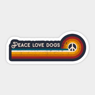 Retro Stripes Peace Love Dogs Sticker